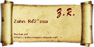 Zahn Rózsa névjegykártya